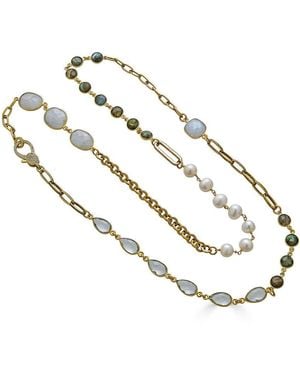 Loni Paul Jewelry Moonstone, Labradorite, Crystal & Pearl Necklace - Metallic