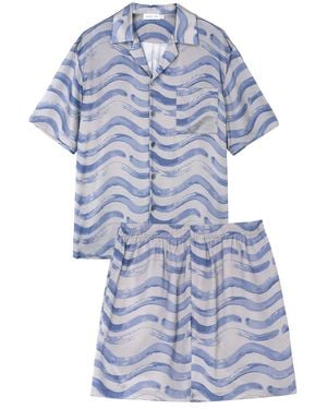 Manitu Ocean Wave Short Pyjama Set - Blue