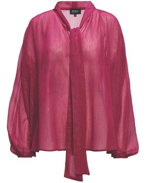 BLUZAT Fuchsia Blouse With Inserts And Scarves - Purple