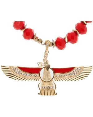 Ebru Jewelry Divine Protection Faravahar Symbol Pendant Red Beaded Necklace