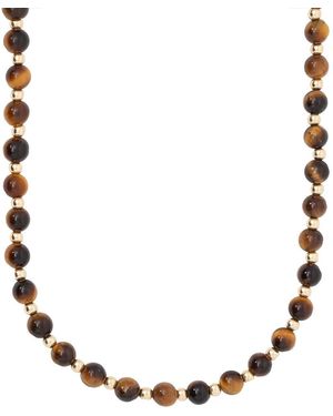 Becket + Quill Tiger's Eye & Bead Necklace - Metallic