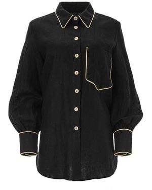 Lita Couture Oversized Linen Shirt - Black