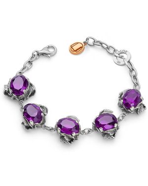 Unaloe Coleus Ovalis Sterling Bracelet With Cubic Zirconia – Artistic Luxury Jewelry - Purple