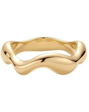 Vanhi Vica Fluid Wave Chunky Band Ring - Metallic