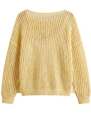 Ana Chic Lemonade Open Mesh Handmade Knitted Jumper - Yellow