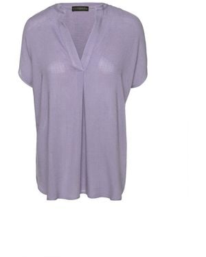 Conquista Sleeveless Lilac Top With A Mandarin Collar - Purple