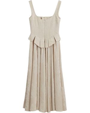 Nocturne Lace-Up Corset Midi Dress - Natural