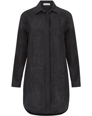 The Summer Edit Charley Luxe Linen Shirt Dress - Black