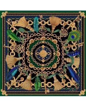 Emily Carter The Charm & Feather Silk Scarf - Green