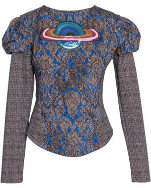 ARTISTA Zephira Embellished Puffy Sleeve Top - Blue