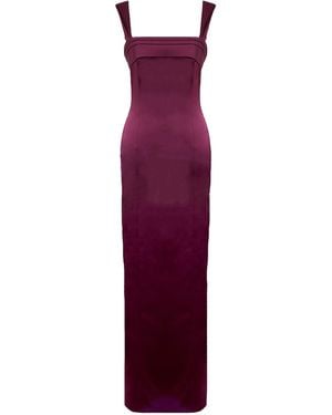NAZLI CEREN Bridget Long Satin Dress - Purple