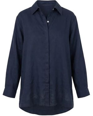 Adrift Clothing Oversized Linen Boyfriend Shirt - Blue
