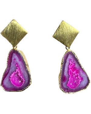 Magpie Rose Triangle Rocks Earrings - Purple