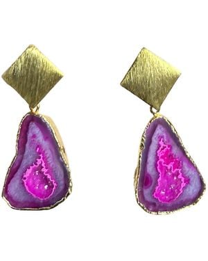Magpie Rose Triangle Rocks Earrings - Purple