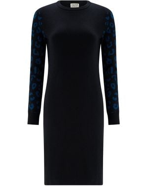 Sugarhill Malia Knitted Short Dress Animal Sleeves - Black