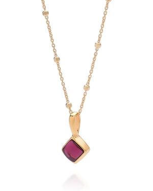 Nellou Jewellery Garnet Birthstone Necklace – January Diamond Shape - Metallic