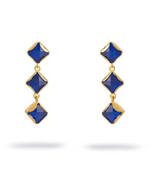Ebru Jewelry Midnight Cat Eye Earrings - Blue