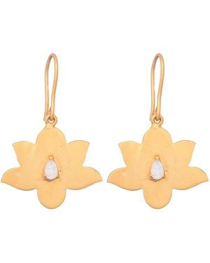 Opium Jewels Water Lotus Earrings With Moonstone - Metallic
