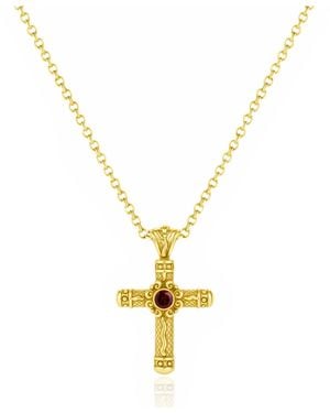 Unaloe Vermeil Ruby Cross Necklace – Luxury Religious Jewellery - Metallic