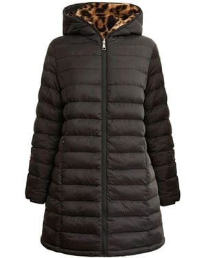 James Lakeland Reversible Leopard Print Hooded Coat - Black