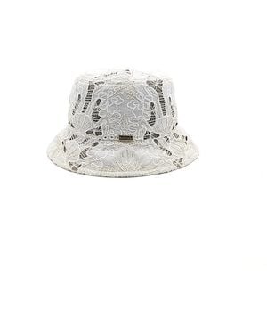 DORIA 1905 Embroidery Fabric Bucket Hat - White