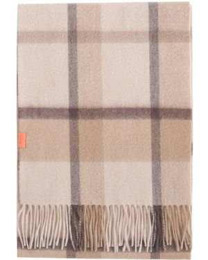 Lost Pattern Plaid Cashmere Scarf - Natural