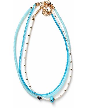 Nuvv Collection Beaded Evil Eye Necklace - Blue