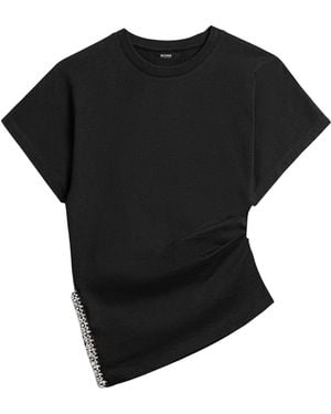 Nocturne Embellished Asymmetric T-Shirt - Black
