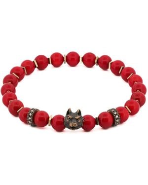 Ebru Jewelry Coral Spirit Wolf Bracelet - Red
