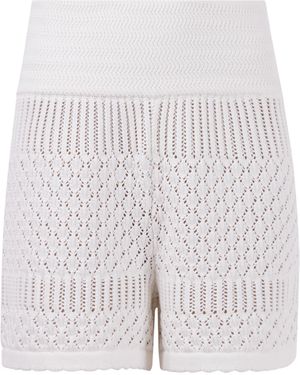 Peraluna Iris Openwork Knit Pure Organic Cotton Shorts - White