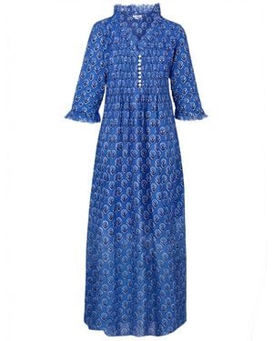 At Last Cotton Annabel Maxi Dress - Blue