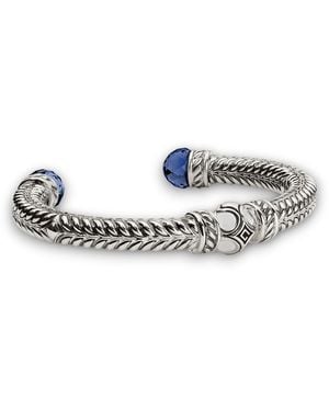 Daneila Léon Sterling Sapphire & Ivory-Color Enamel Cuff - Metallic