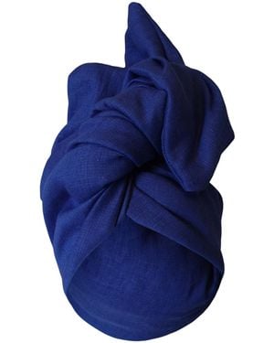 Romer Millinery Twisturban Turban Cobalt Linen - Blue