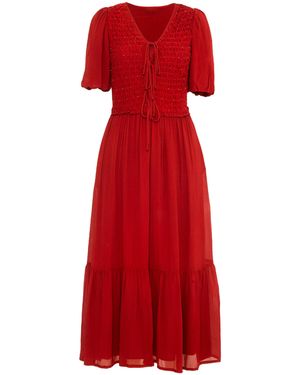 Rose & Nancy Wendy Rust Beaded Detail Maxi Dress - Red