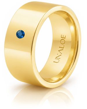 Unaloe Plated Wide Band Ring With Natural Sapphire - Metallic