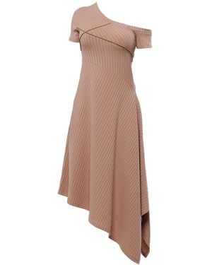 Metamorph Open Shoulder Asymmetrical Dress - Brown