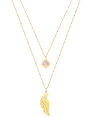 Seven Saints Archangel Chamuel, Angel Of Love Necklace, Rose Quartz, Over Sterling - Metallic