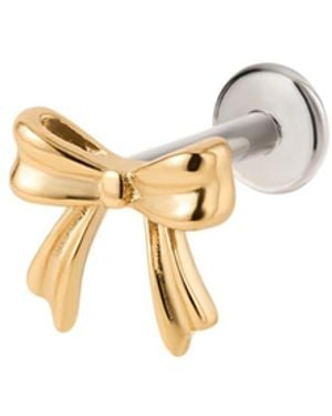 Vanhi Bow Threadless Flat Back Titanium Cartilage Stud - Metallic