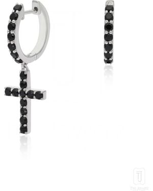 The Jewelz Crossline Noir' Spinel Earrings - White