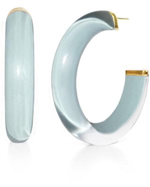 Gold & Honey Medium Illusion Hoops - White