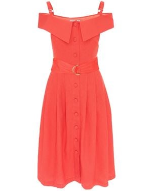 Noria Anis Valle De Mai Cold Shoulder Midi Dress - Red