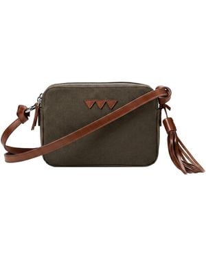 Get the Gallop Double Zip Crossbody Bag Canvas W Leather - Brown