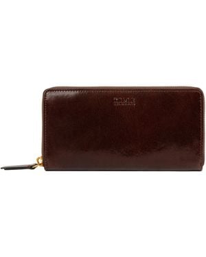 Time Resistance Leather Continental Wallet - Brown