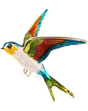 Chanel Joan Elkayam Multicoloured Enamelled Bird Brooch - Yellow