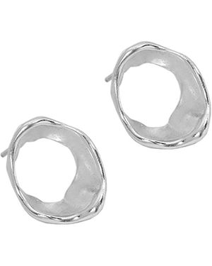 Janus Edinburgh Findhorn Sterling Textured Circle Whirlpool Earrings - Metallic