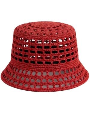 Springmoonatelier Handmade Crochet Bucket Hat - Red