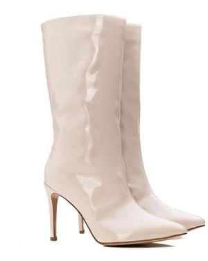 Rosamund Muir London Neutrals Freda Cream Patent Boots - Natural