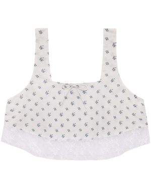 Montce Heidi Floral Square Neck Crop Top - White