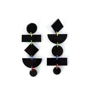 By Chavelli Geometric Dangly Statement Earrings - Black