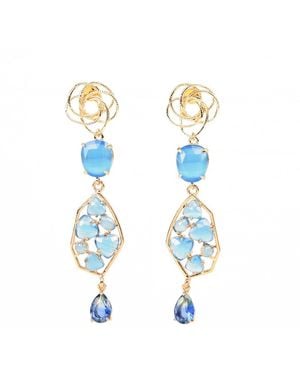 Addicted Giunone Chandelier Earrings Water Colour - Blue